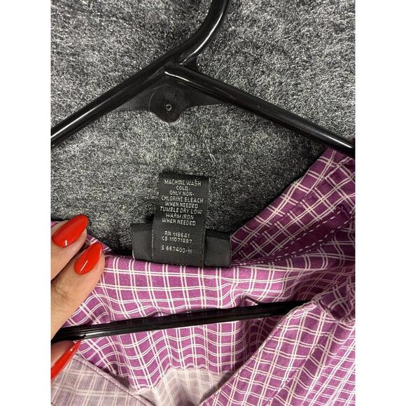 Lane Bryant Shirt Women 20 Plus Pink Plaid Button Up Collared Short Sleeve - Picture 4 of 7